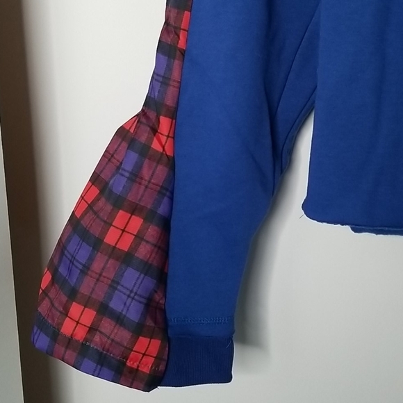 Blue cropped oversized hoodie sweatshirt - Picture 5 of 9